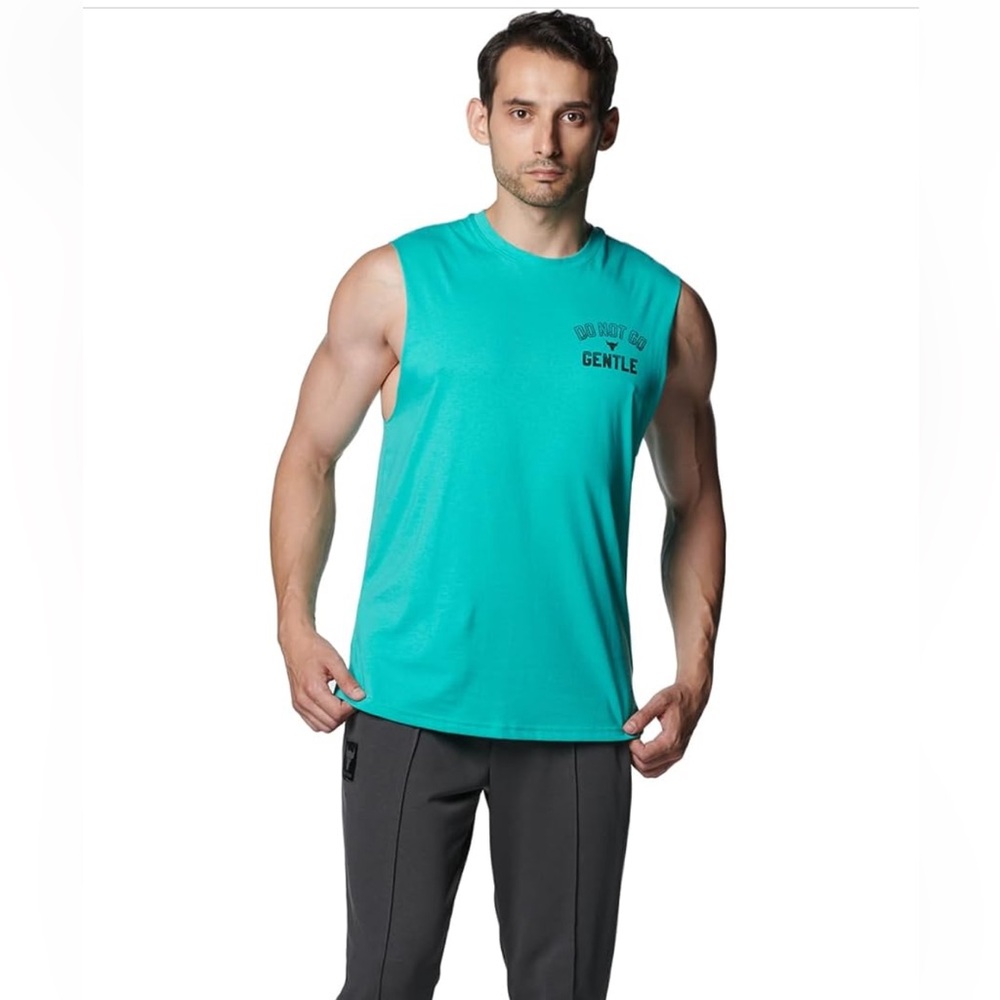 Under Armour Mens Project Rock Show Me Sweat Tank Green NWT